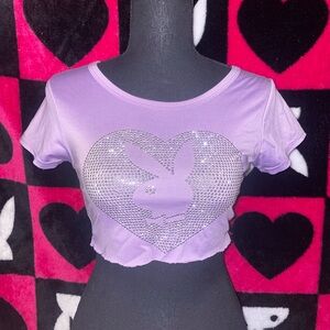 Purple Crop Top with Heart Design
